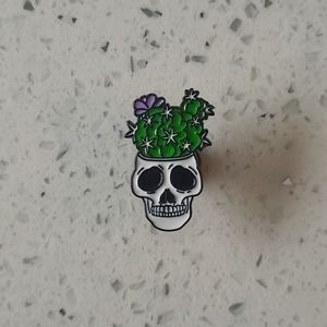 Cool Skull Plants Succulent Cactus Cacti Flower  Nature Macabre Lapel Pin